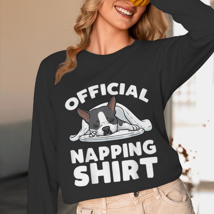 Boston Terrier Dog Official Sleeping Shirt Men Women Kids Unisex Long Sleeve T-Shirt, funny design