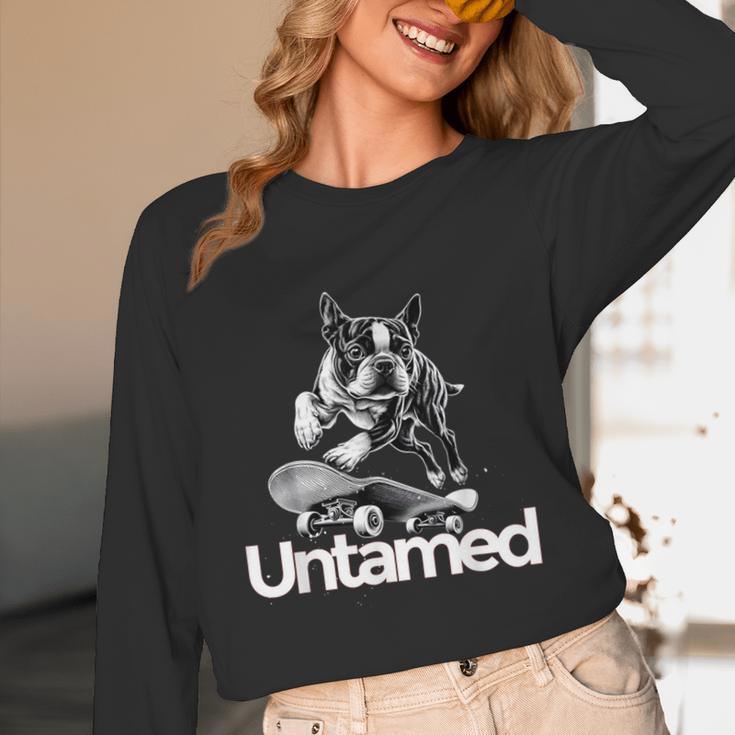 Boston Terrier Dog Untamed For Men Women Unisex Long Sleeve T-Shirt, funny design
