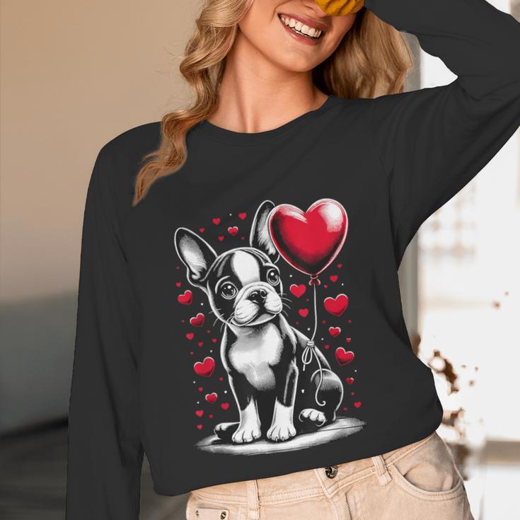 Boston Terrier Dog Valentine's Day Dog Owner Unisex Long Sleeve T-Shirt, funny design