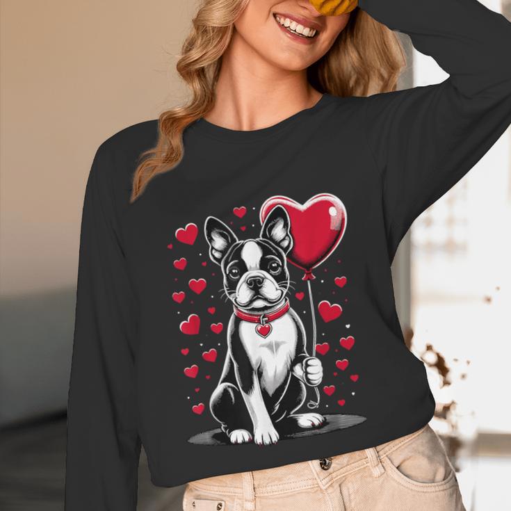 Boston Terrier Dog Valentine's Day Dog Owner Valentine Unisex Long Sleeve T-Shirt, funny design