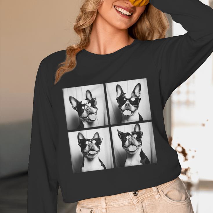 Boston Terrier Dogs With Sunglasses Photo Pets Meme Unisex Long Sleeve T-Shirt, funny design