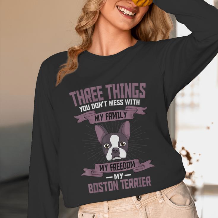 Boston Terrier Don't Mess With American Gentleman Dog Lover Unisex Long Sleeve T-Shirt, funny design