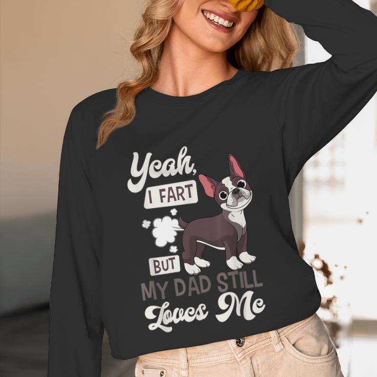 Boston Terrier Fart American Gentleman Non-Sporting Dog Unisex Long Sleeve T-Shirt, funny design