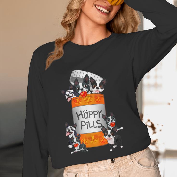 Boston Terrier Happy Pills T-Shirt Unisex Long Sleeve T-Shirt, funny design