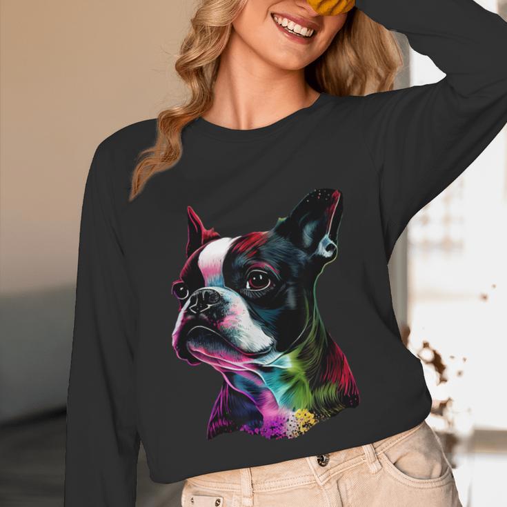 Boston Terrier Lovers Colorful Pop Art Boston Terrier Unisex Long Sleeve T-Shirt, funny design