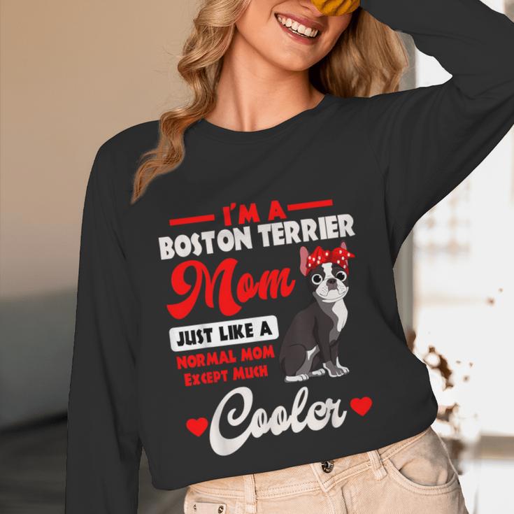 Boston Terrier Mom American Gentleman Dog Mother's Day Unisex Long Sleeve T-Shirt, funny design