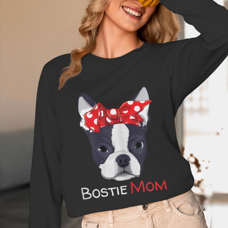 Boston Terrier Mom Bostie Women Girls Unisex Long Sleeve T-Shirt, funny design