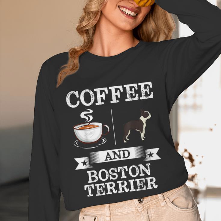 Boston Terrier Shirt Coffee And Boston Terrier Cute Dog For Men Women Girls Kids Unisex Long Sleeve T-Shirt, funny design