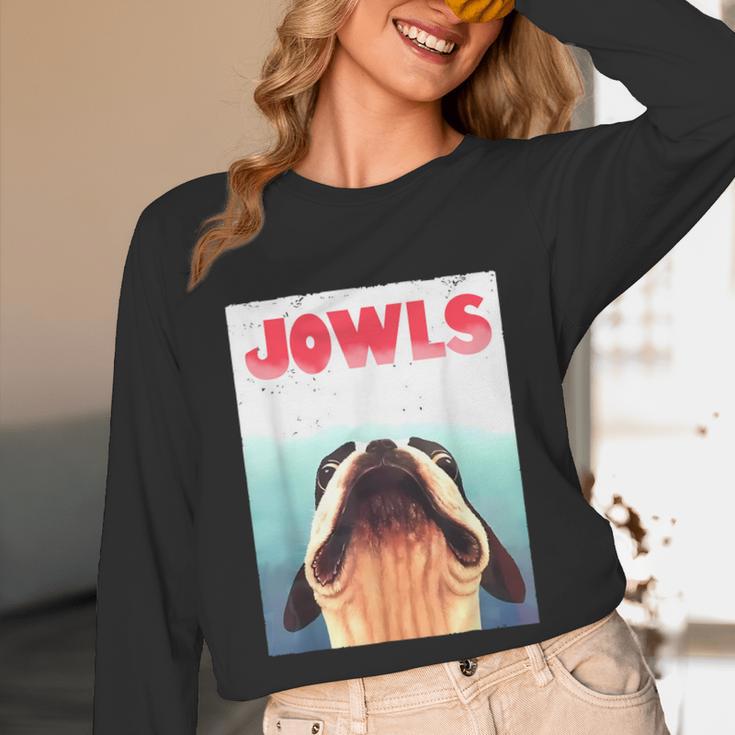 Boston Terriers Jowls Dog Mom Dog Dad Unisex Long Sleeve T-Shirt, funny design