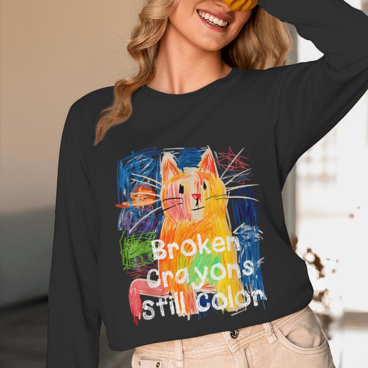 Broken Crayons Still Color Cat Teacher Unisex Long Sleeve T-Shirt, funny design Broken Crayons Still Color Cat Teacher Unisex Long Sleeve T-Shirt, funny design