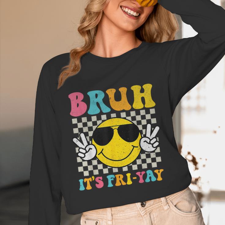 Bruh It's Fri-Yay Friday Weekend Smile Face Teacher Student Unisex Long Sleeve T-Shirt, funny design