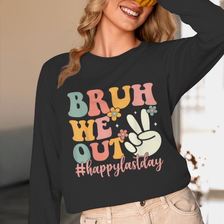Bruh We Out Teacher Retro Last Day Of School Boys Girls Kids Unisex Long Sleeve T-Shirt, funny design