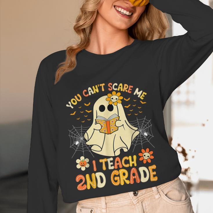 You Can't Scare Me I Teach 2nd Grade Halloween Teacher Ghost Unisex Long Sleeve T-Shirt, funny design