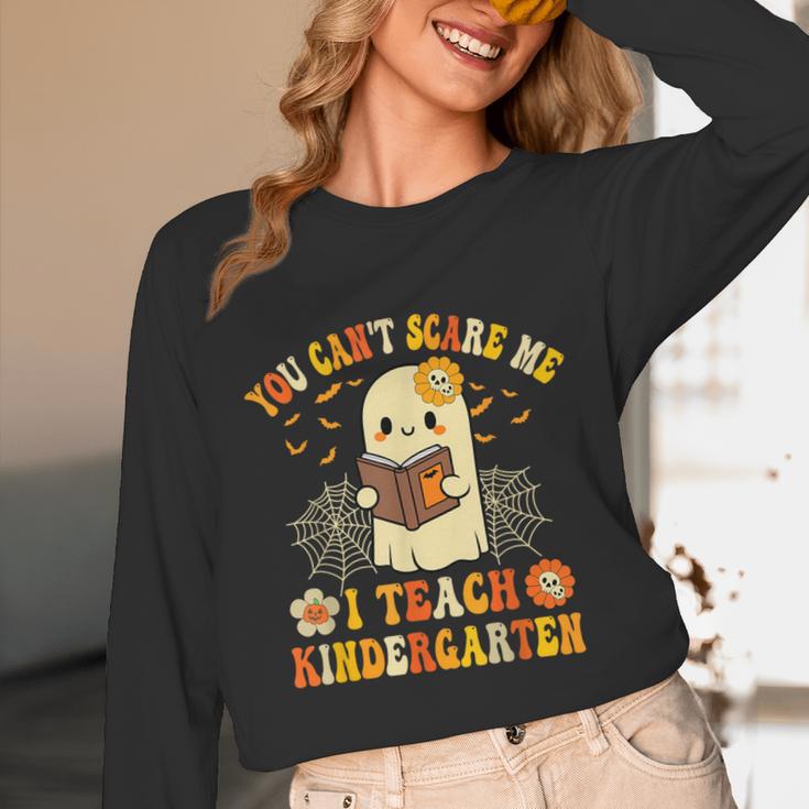 You Can't Scare Me I Teach Kindergarten Halloween Teacher Unisex Long Sleeve T-Shirt, funny design