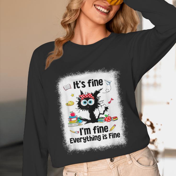 Cat It's Fine I'm Fine Everything Is Fine Teacher Life Unisex Long Sleeve T-Shirt, funny design Cat It's Fine I'm Fine Everything Is Fine Teacher Life Unisex Long Sleeve T-Shirt, funny design