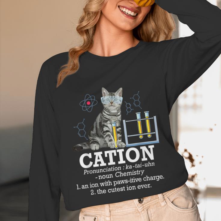 Cation Chemistry Humor Science Teacher Cat Pun Unisex Long Sleeve T-Shirt, funny design