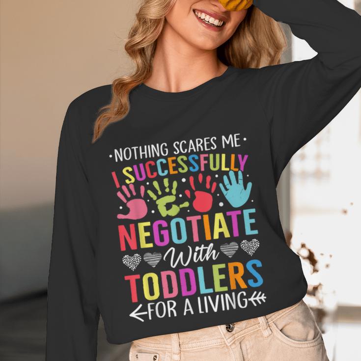 Childcare Teacher Negotiate With Toddlers Daycare Provider Men Women Girls Kids Unisex Long Sleeve T-Shirt, funny design