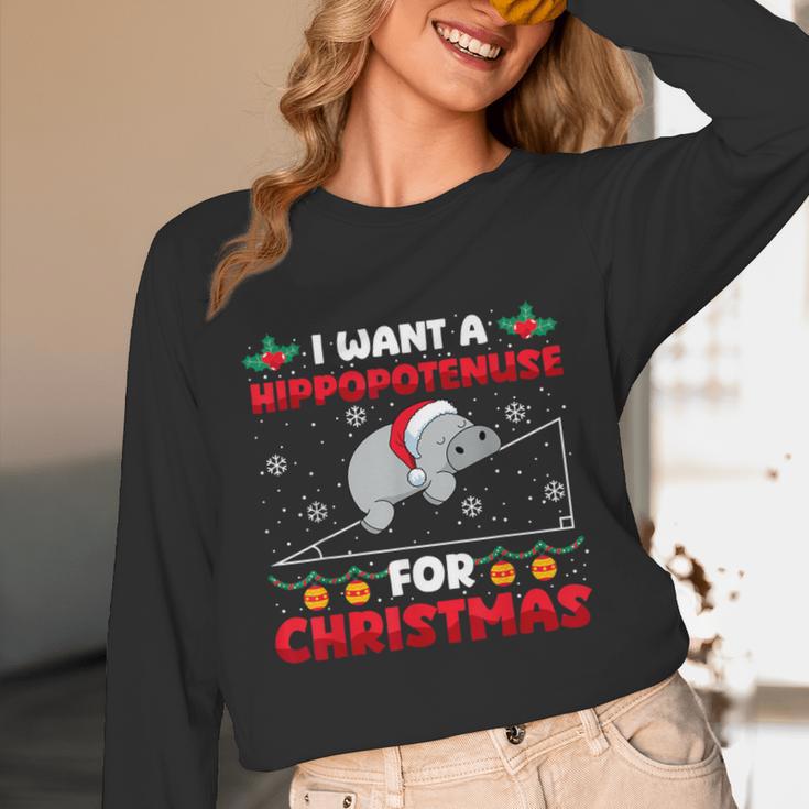 Christmas Math Teacher Hippopotenuse Math Lovers Xmas Unisex Long Sleeve T-Shirt, funny design Christmas Math Teacher Hippopotenuse Math Lovers Xmas Unisex Long Sleeve T-Shirt, funny design