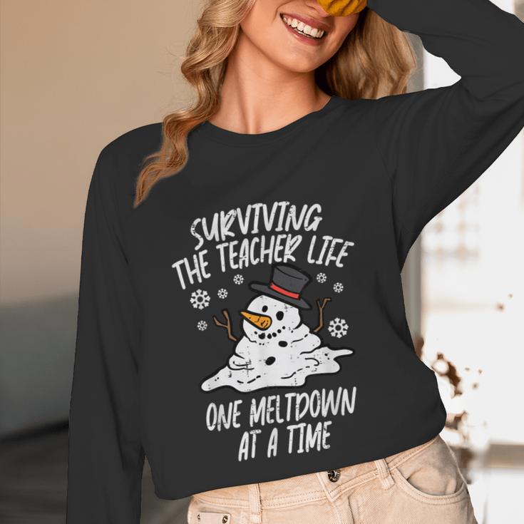 Christmas Surviving Teacher Life Meltdown Xmas Women Men Unisex Long Sleeve T-Shirt, funny design