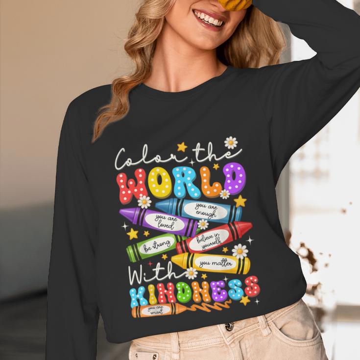 Color The World With Kindness Crayon Positivity Teacher Unisex Long Sleeve T-Shirt, funny design