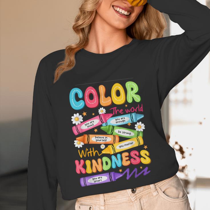 Color The World With Kindness Teachers Back To School Unisex Long Sleeve T-Shirt, funny design
