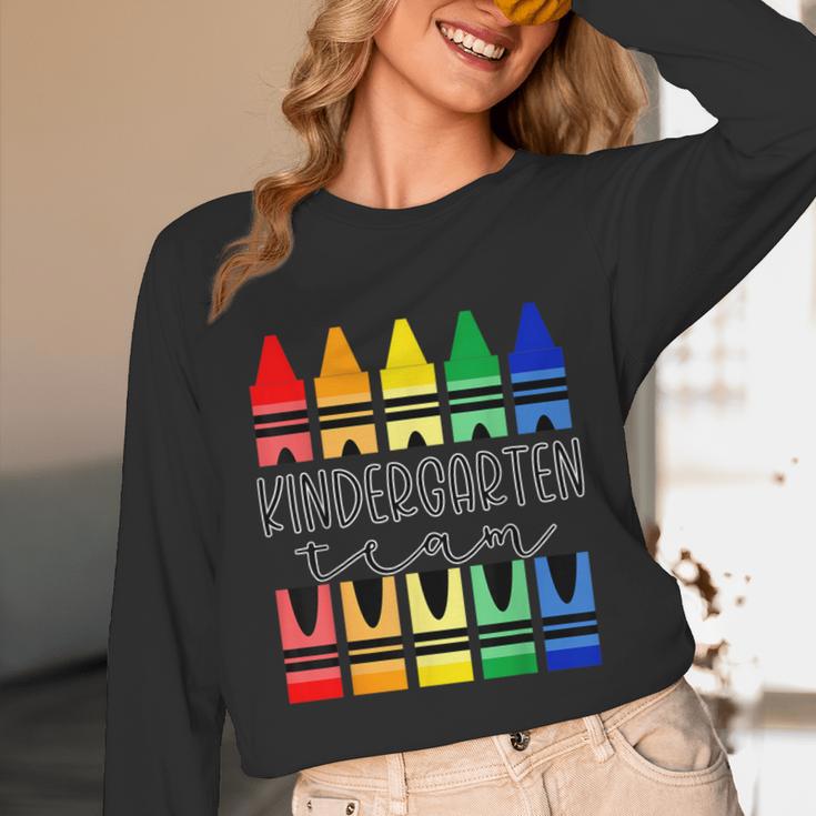 Colorful Crayon Kindergarten Team Tee For Teachers Students Men Women Kids Unisex Long Sleeve T-Shirt, funny design Colorful Crayon Kindergarten Team Tee For Teachers Students Men Women Kids Unisex Long Sleeve T-Shirt, funny design