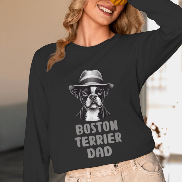 Cute Boston Terrier Dad Dog Lovers Puppy Bostie Owner Unisex Long Sleeve T-Shirt, funny design