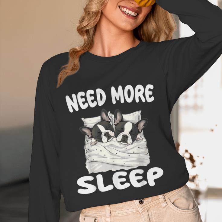 Cute Boston Terrier Need More Sleep Pajamas Nightgown Unisex Long Sleeve T-Shirt, funny design