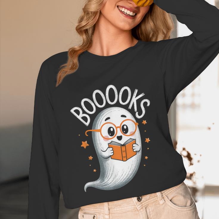 Cute Ghost Book Reading Halloween Teacher Unisex Long Sleeve T-Shirt, funny design Cute Ghost Book Reading Halloween Teacher Unisex Long Sleeve T-Shirt, funny design