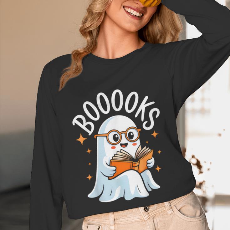 Cute Ghost Reading Book Librarian Teacher Halloween Costume Unisex Long Sleeve T-Shirt, funny design
