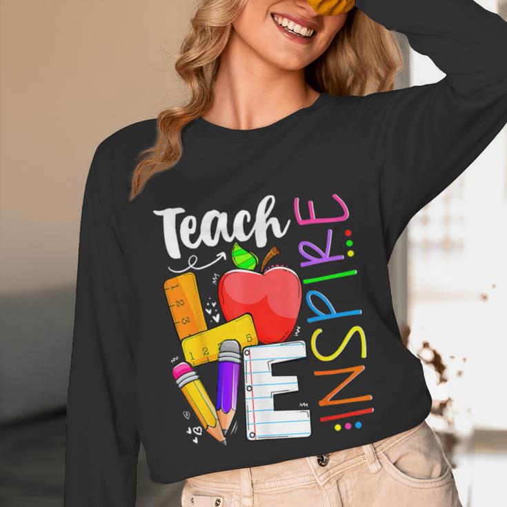 Cute Teach Love And Inspire Men Women Teacher Unisex Long Sleeve T-Shirt, funny design Cute Teach Love And Inspire Men Women Teacher Unisex Long Sleeve T-Shirt, funny design