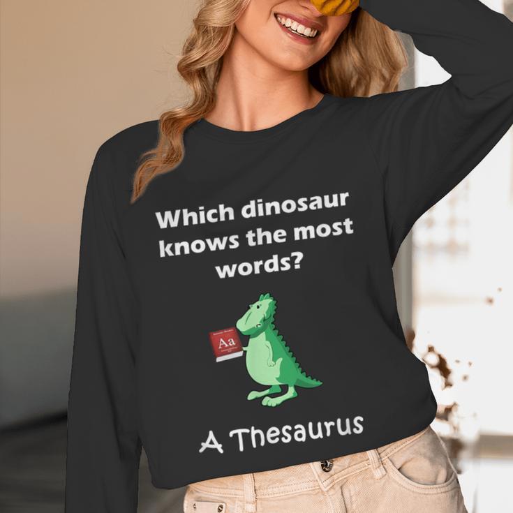 Dinosaur Thesaurus Grammar Joke Teacher Unisex Long Sleeve T-Shirt, funny design Dinosaur Thesaurus Grammar Joke Teacher Unisex Long Sleeve T-Shirt, funny design