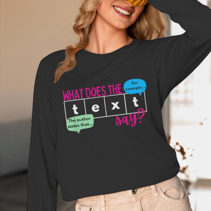 What Does The Text Say Text Evidence Reading Teacher For Men Women Unisex Long Sleeve T-Shirt, funny design What Does The Text Say Text Evidence Reading Teacher For Men Women Unisex Long Sleeve T-Shirt, funny design