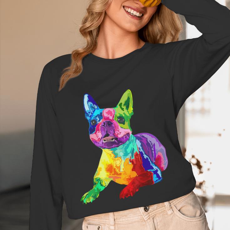 Dog Lover Boston Terrier Dog Colorful Boston Terrier Men Women Kids Unisex Long Sleeve T-Shirt, funny design