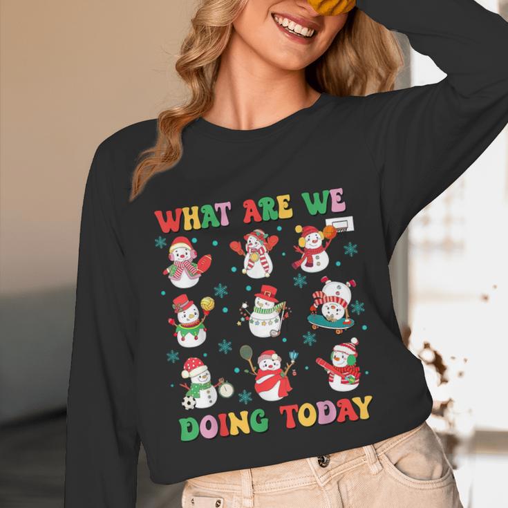 What Are We Doing Today PE Teacher Snowman Christmas Unisex Long Sleeve T-Shirt, funny design