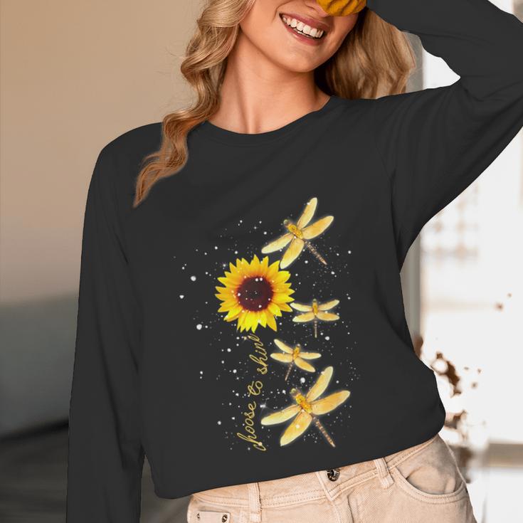 Dragonfly Sunflower Teacher Growth Mindset Choose To Shine Unisex Long Sleeve T-Shirt, funny design