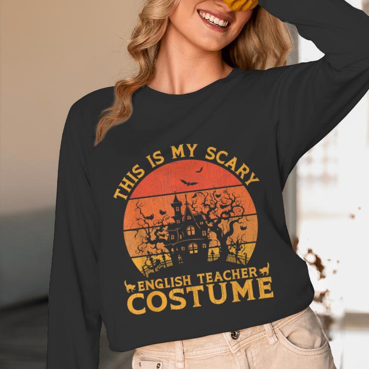 English Teacher Matching This Is My Scary Halloween Costume Unisex Long Sleeve T-Shirt, funny design English Teacher Matching This Is My Scary Halloween Costume Unisex Long Sleeve T-Shirt, funny design
