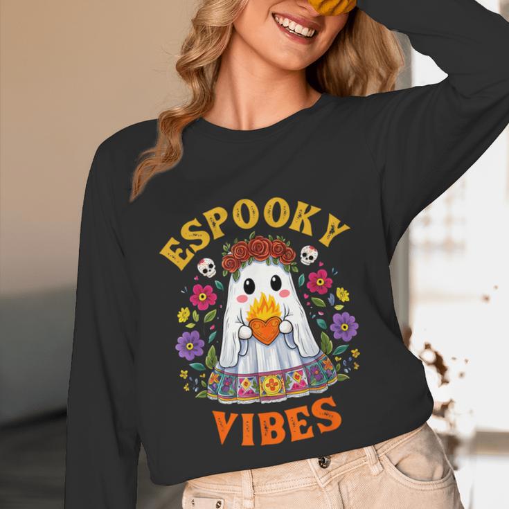 Espooky Vibes Spanish Mexican Halloween Ghost Teachers Unisex Long Sleeve T-Shirt, funny design Espooky Vibes Spanish Mexican Halloween Ghost Teachers Unisex Long Sleeve T-Shirt, funny design