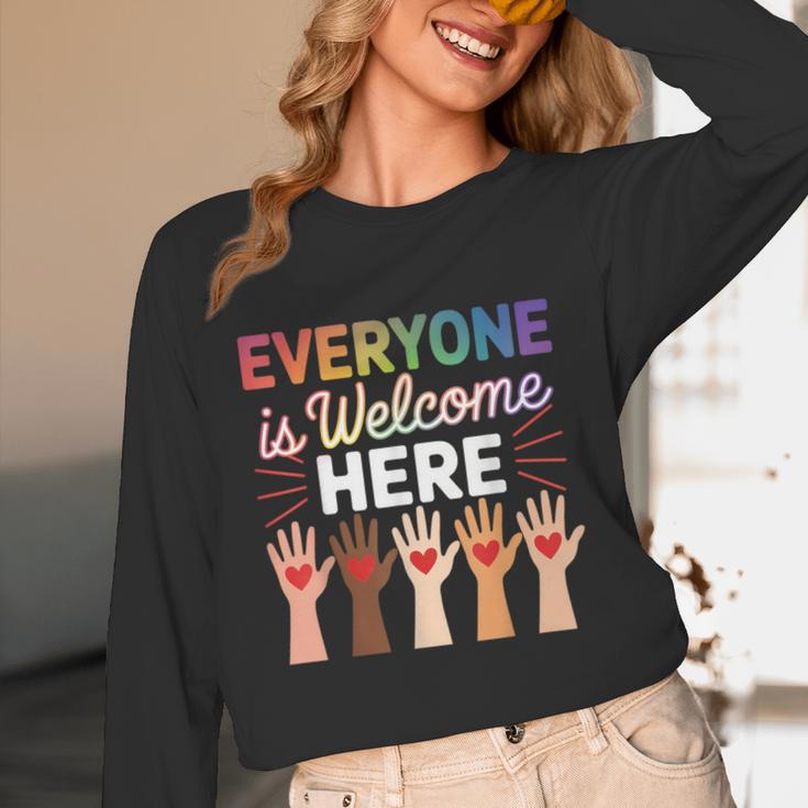 Everyone Is Welcome Here Shirt Teacher Unisex Long Sleeve T-Shirt, funny design Everyone Is Welcome Here Shirt Teacher Unisex Long Sleeve T-Shirt, funny design