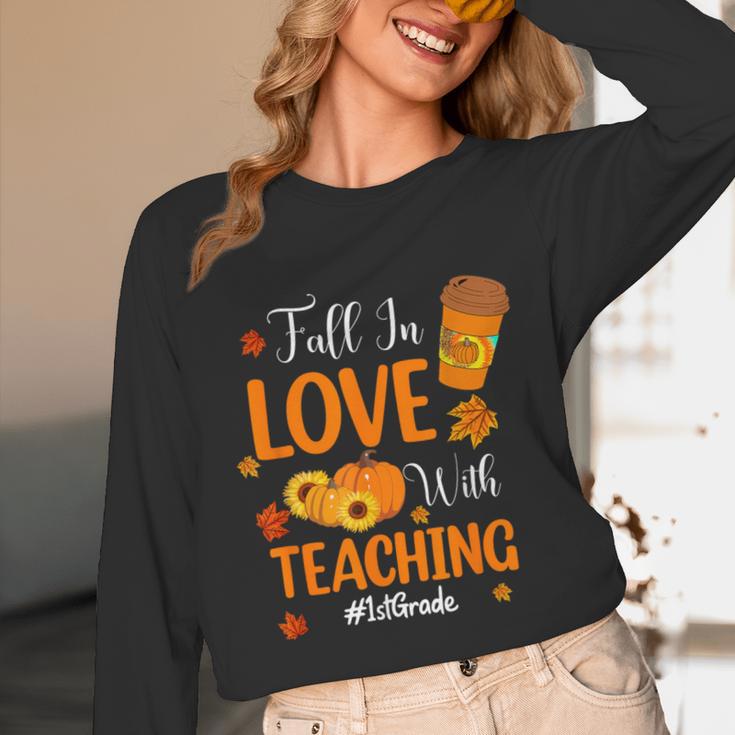 Fall In Love With Teaching 1st Grade Teacher Thanksgiving For Men Women Girls Kids Unisex Long Sleeve T-Shirt, funny design Fall In Love With Teaching 1st Grade Teacher Thanksgiving For Men Women Girls Kids Unisex Long Sleeve T-Shirt, funny design