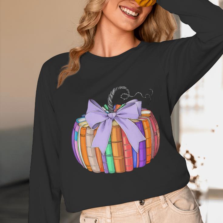 Fall Pumpkin Books Lover Halloween Teacher Teaching Staff Unisex Long Sleeve T-Shirt, funny design