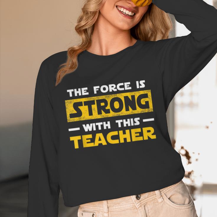 The Force Strong With This Teacher Men Women Kids Unisex Long Sleeve T-Shirt, funny design The Force Strong With This Teacher Men Women Kids Unisex Long Sleeve T-Shirt, funny design