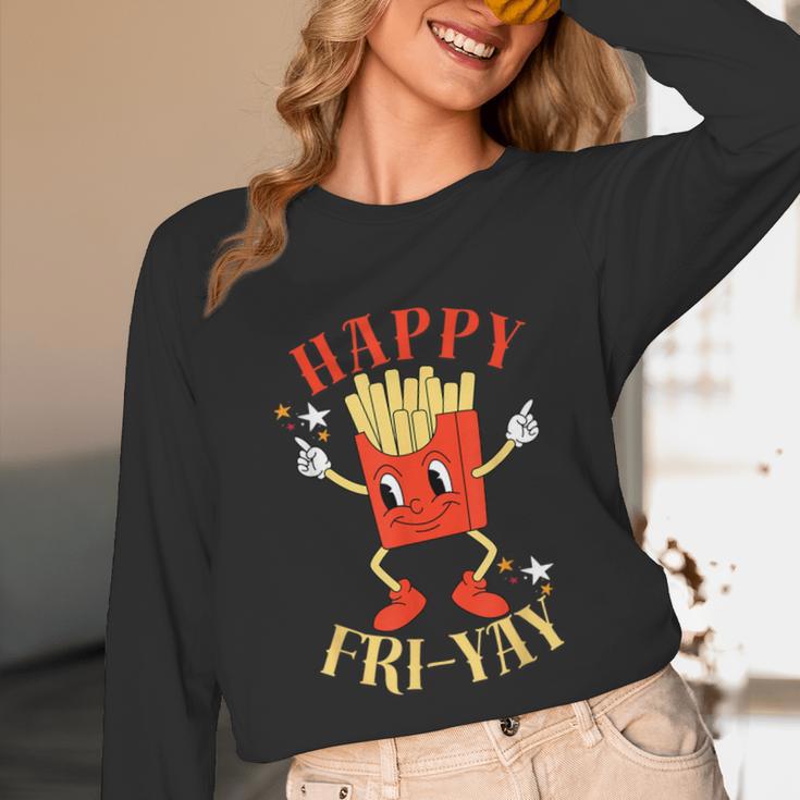 Fun Teacher Happy Fri Yay French Fries Friday Lovers Unisex Long Sleeve T-Shirt, funny design