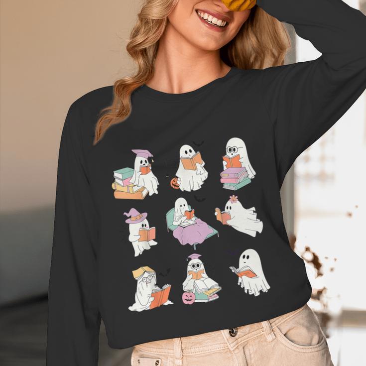Ghost Book Reading Halloween Books Lover Teacher Kids Unisex Long Sleeve T-Shirt, funny design Ghost Book Reading Halloween Books Lover Teacher Kids Unisex Long Sleeve T-Shirt, funny design