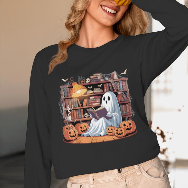Ghost Book Reading Halloween Books Lover Teacher Unisex Long Sleeve T-Shirt, funny design Ghost Book Reading Halloween Books Lover Teacher Unisex Long Sleeve T-Shirt, funny design