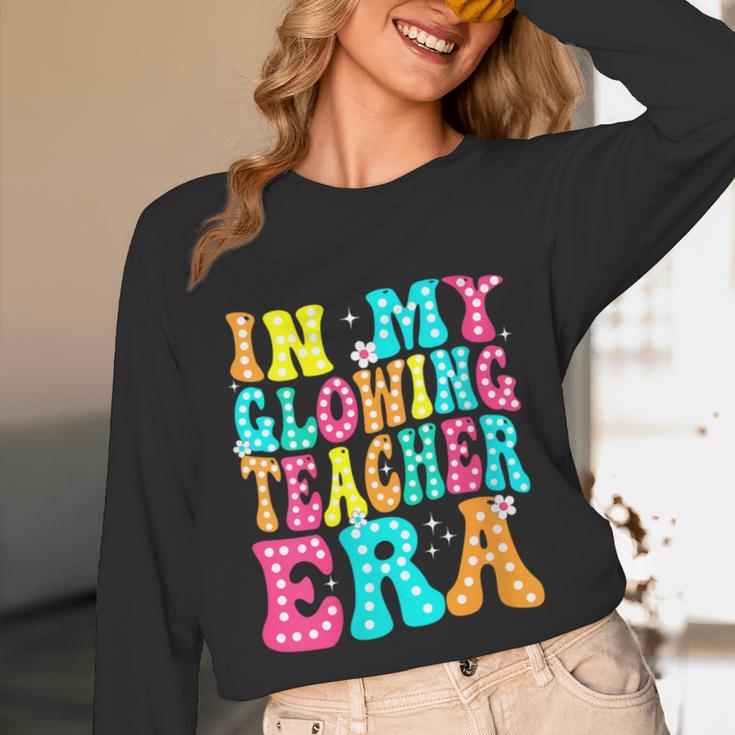 In My Glowing Teacher Era Groovy Colorful Bright Unisex Long Sleeve T-Shirt, funny design