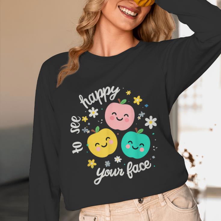 Groovy Happy To See Your Face Teacher School Appreciation Unisex Long Sleeve T-Shirt, funny design