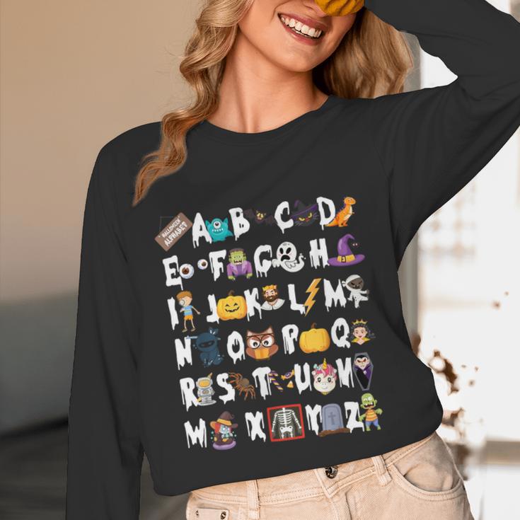 Halloween Alphabet ABCs Learning Kindergarten Teacher Men Women Kids Unisex Long Sleeve T-Shirt, funny design Halloween Alphabet ABCs Learning Kindergarten Teacher Men Women Kids Unisex Long Sleeve T-Shirt, funny design