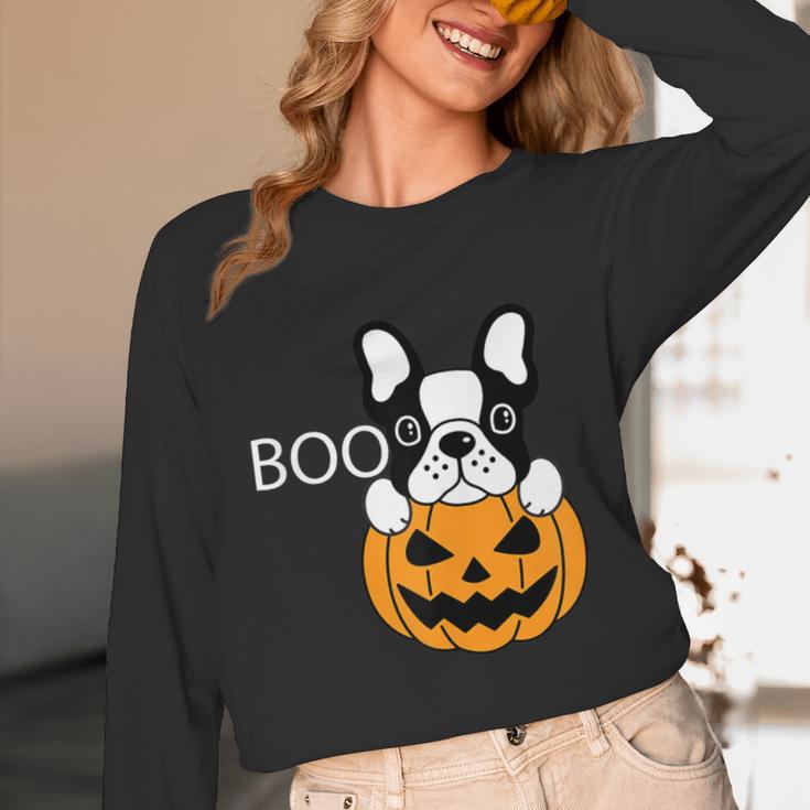 The Halloween Boston Terrier Unisex Long Sleeve T-Shirt, funny design
