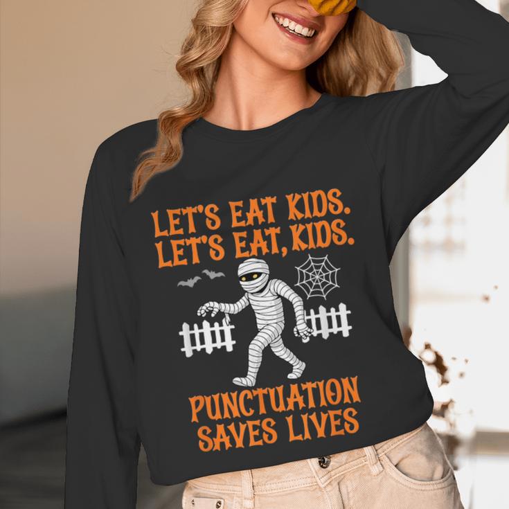 Halloween Lets Eat Kids Punctuation Teacher Unisex Long Sleeve T-Shirt, funny design Halloween Lets Eat Kids Punctuation Teacher Unisex Long Sleeve T-Shirt, funny design